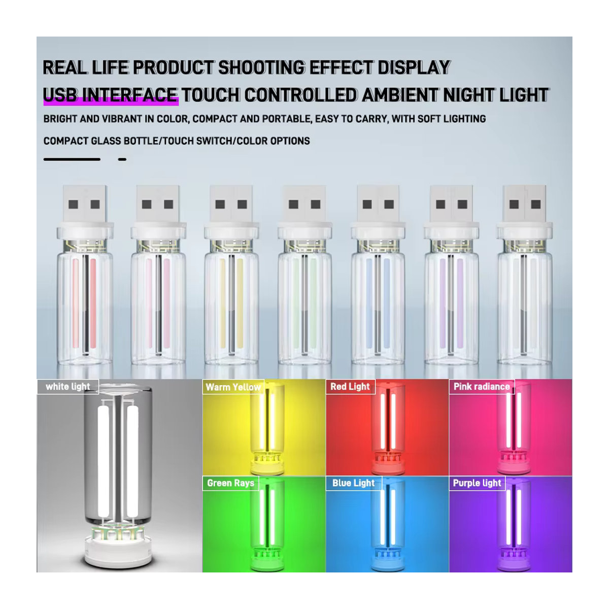 GZQGT USB Auto Atmosphäre Licht mit Touch-Dimmen als minimalistische LED Nachtlicht- und Notfallbeleuchtung - Bild 5