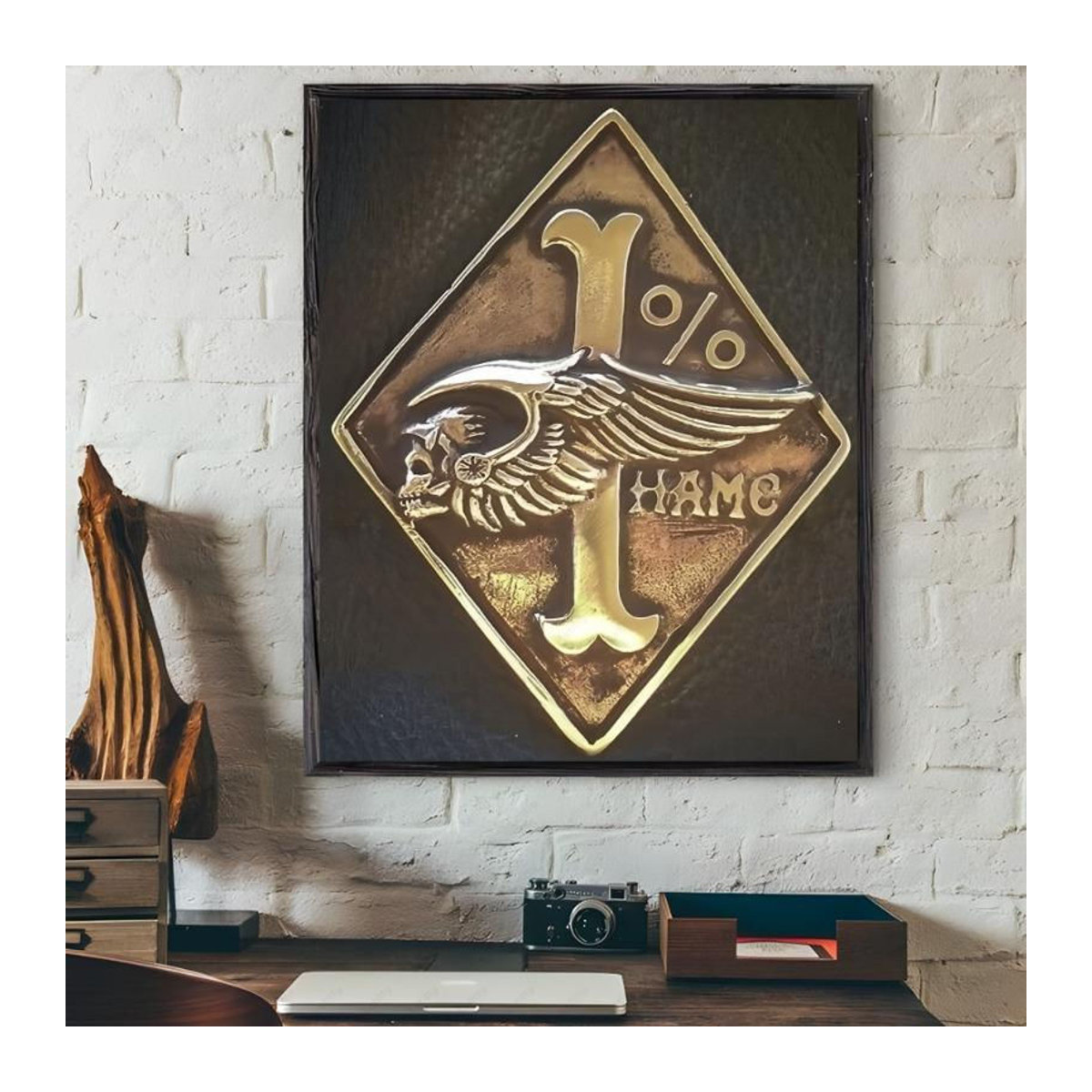 H-Hells A-Angels Moto Cool Skull Wandkunstdruck als Leinwand-Poster in Weiß, Rahmenlos, Breite: 21 cm, Höhe: 30 cm - Bild 6