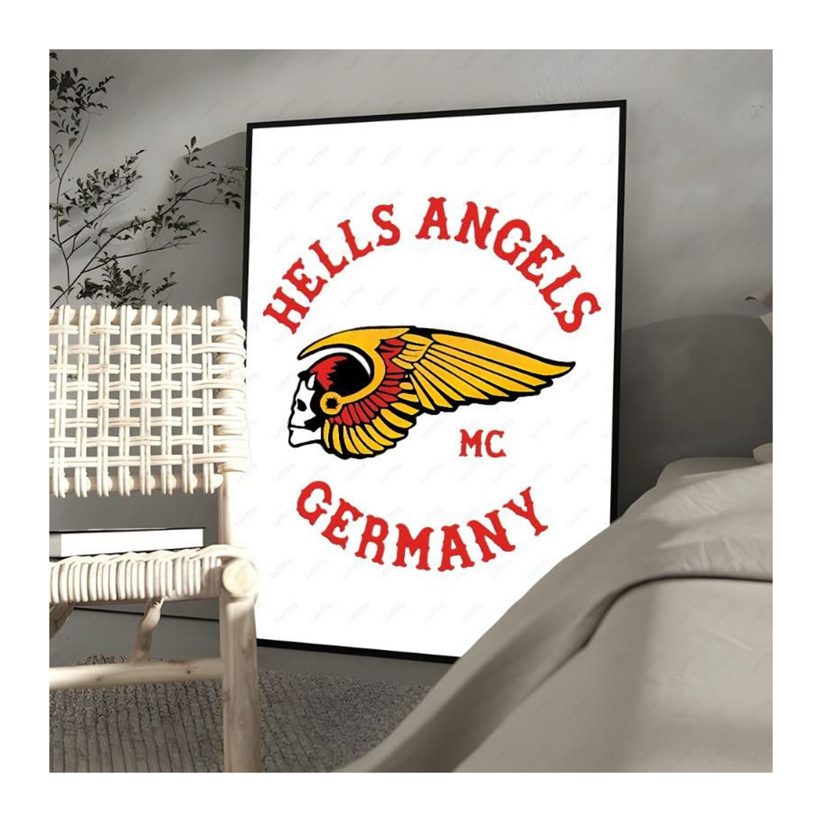 H-Hells A-Angels Moto Cool Skull Wandkunstdruck als Leinwand-Poster in Weiß, Rahmenlos, Breite: 21 cm, Höhe: 30 cm - Bild 8