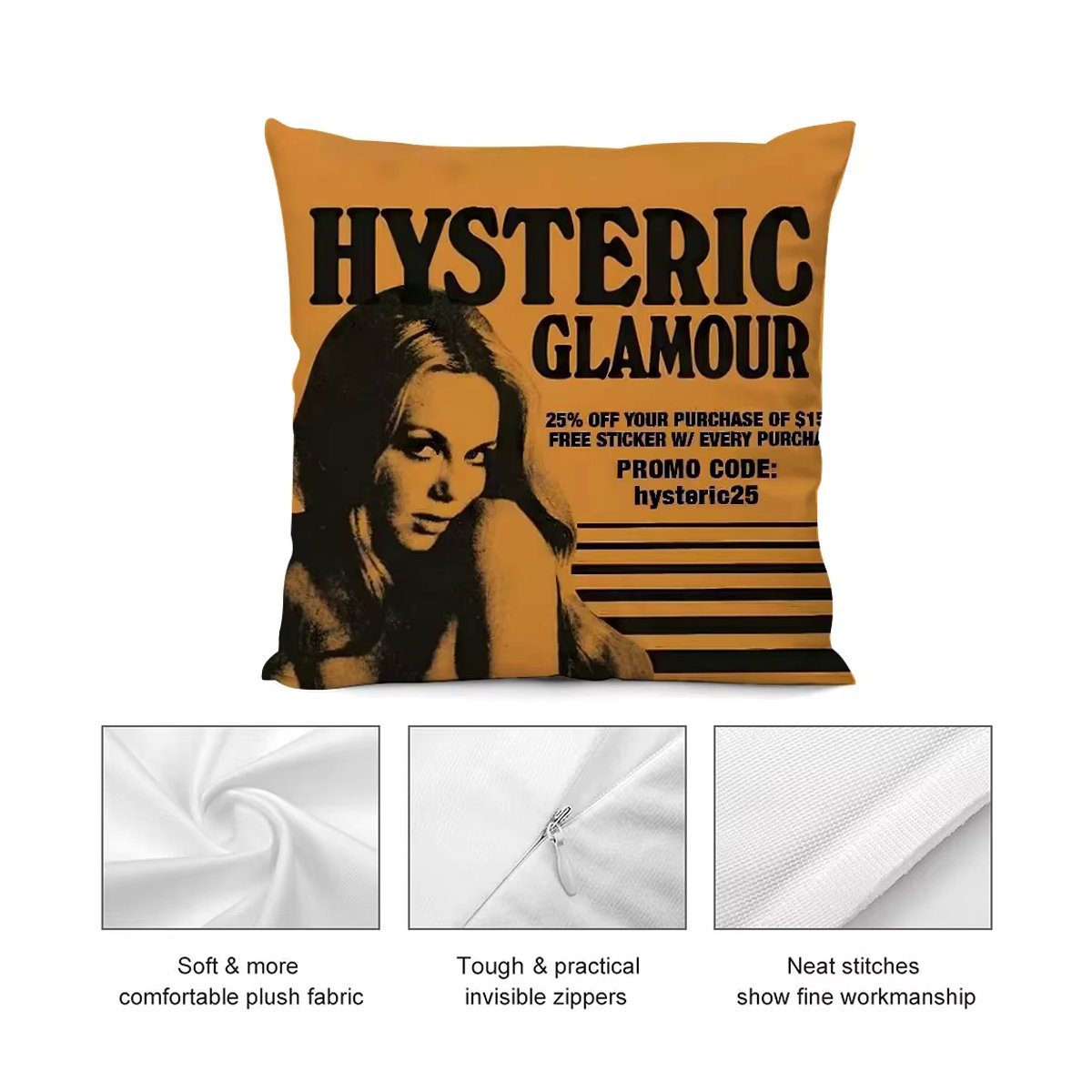 H-HystericS G-Glamour Kissenbezug aus weichem Plüschstoff mit doppelseitigem Druck - Bild 3