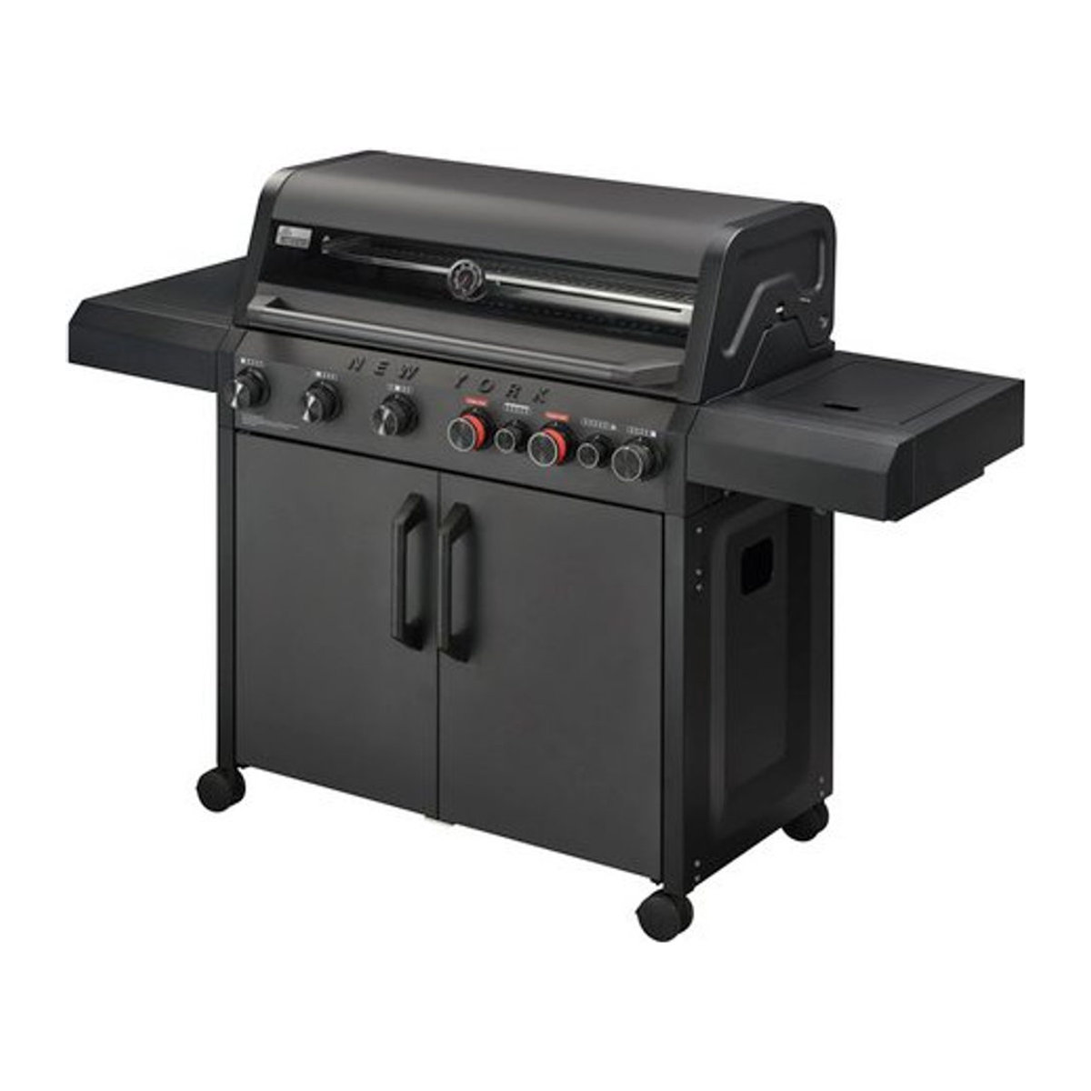 h-Marke Gasgrill New York Pro in Matt Graphit Schwarz mit 6 Brennern und Sear-Brenner aus Stahl und Edelstahl - Bild 1