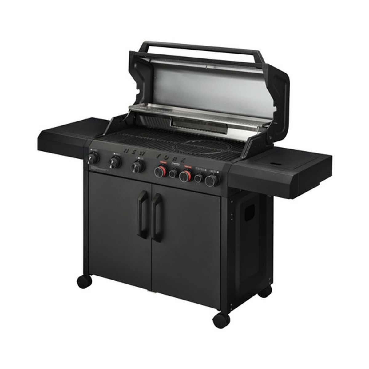 h-Marke Gasgrill New York Pro in Matt Graphit Schwarz mit 6 Brennern und Sear-Brenner aus Stahl und Edelstahl - Bild 4