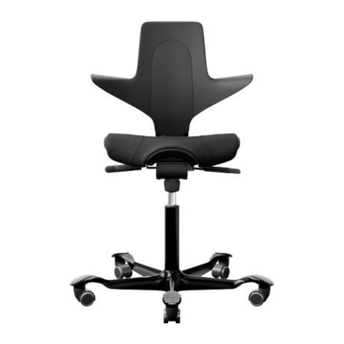 HÅG Capisco Puls 8020 Ergonomiestuhl in Schwarz mit Stoffbezug und Aluminium-Fußkreuz - Bild 1
