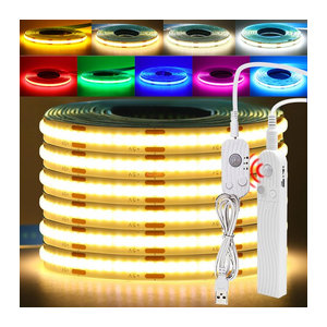 HAGAHA LED COB Lichtleiste mit Bewegungsmelder zur Möbelbeleuchtung, USB- und batteriebetrieben, Rosa/Bunt