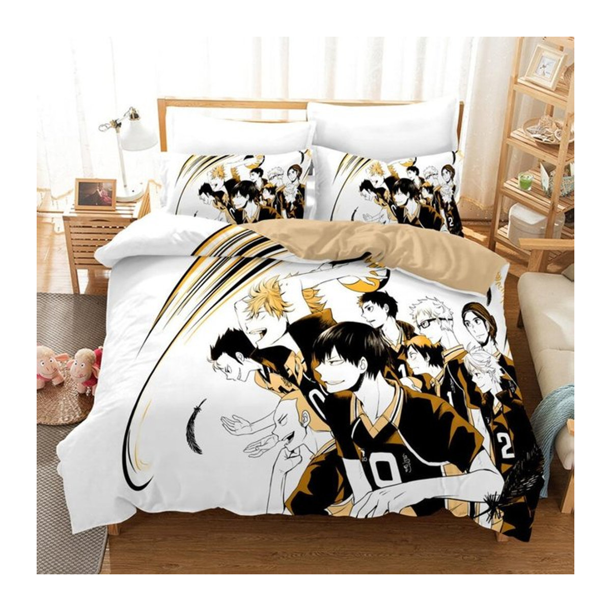 Haikyuu Bettwäsche Set mit 3D-Druck für Jungen, Volleyball Motiv, Multicolor, B/H: 135 x 200 cm, 2-teilig - Bild 1