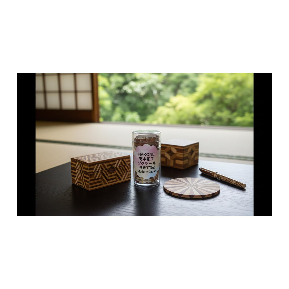 Hakone Yosegi-zaiku DIY Bausatz Yamato Bridge aus traditioneller japanischer Intarsienarbeit in Braun und Multicolor - Bild 2