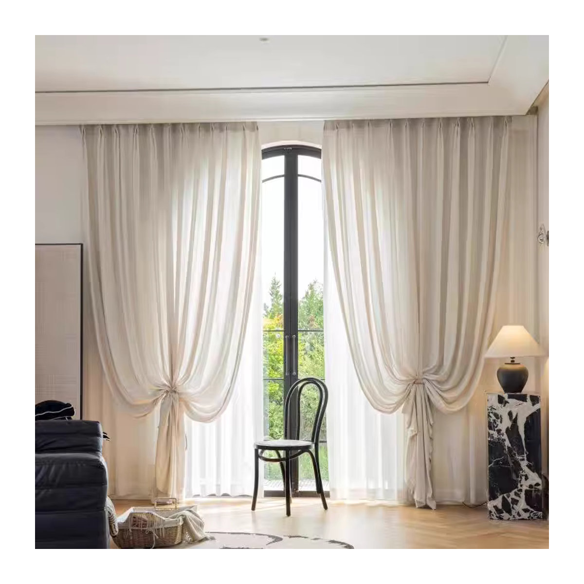 Halbtransparente Voile-Vorhänge in Weiß als Lichtfilter und Sichtschutz für dein Wohnzimmer, Schlafzimmer oder deine Küche - Bild 5