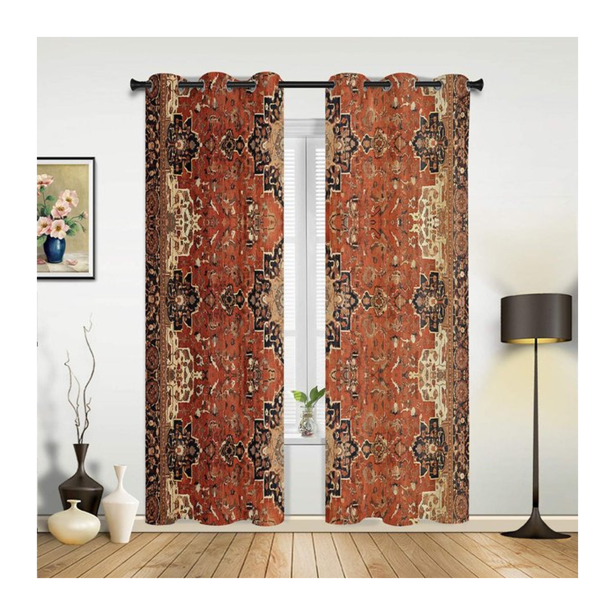 Halbtransparente Vorhänge mit Retro-Mittelalter-Türkischem Muster in Multicolor, Breite: 135 cm, Höhe: 60 cm - Bild 1