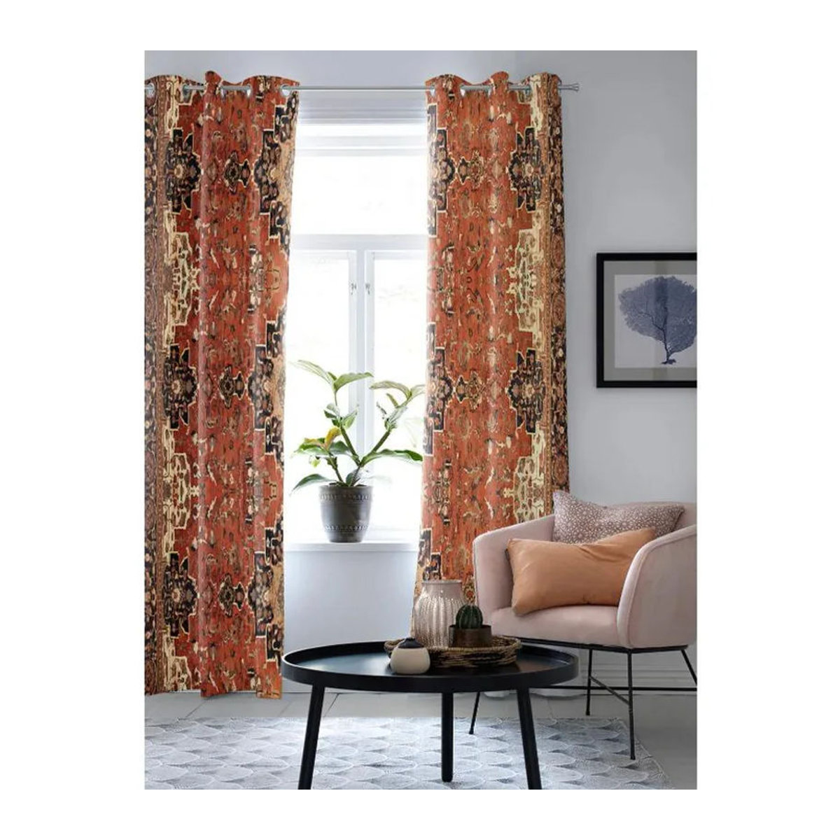 Halbtransparente Vorhänge mit Retro-Mittelalter-Türkischem Muster in Multicolor, Breite: 135 cm, Höhe: 60 cm - Bild 3