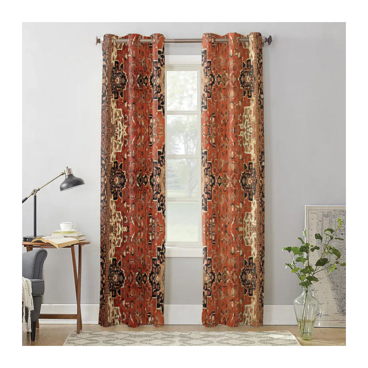 Halbtransparente Vorhänge mit Retro-Mittelalter-Türkischem Muster in Multicolor, Breite: 135 cm, Höhe: 60 cm - Bild 4