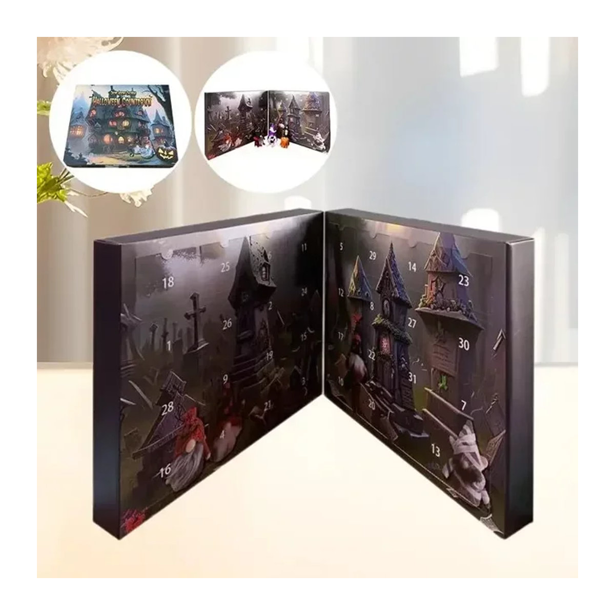 Halloween Adventskalender Blind Box mit Mini Cartoon Halloween Gnomes als Countdown Kalender - Bild 1