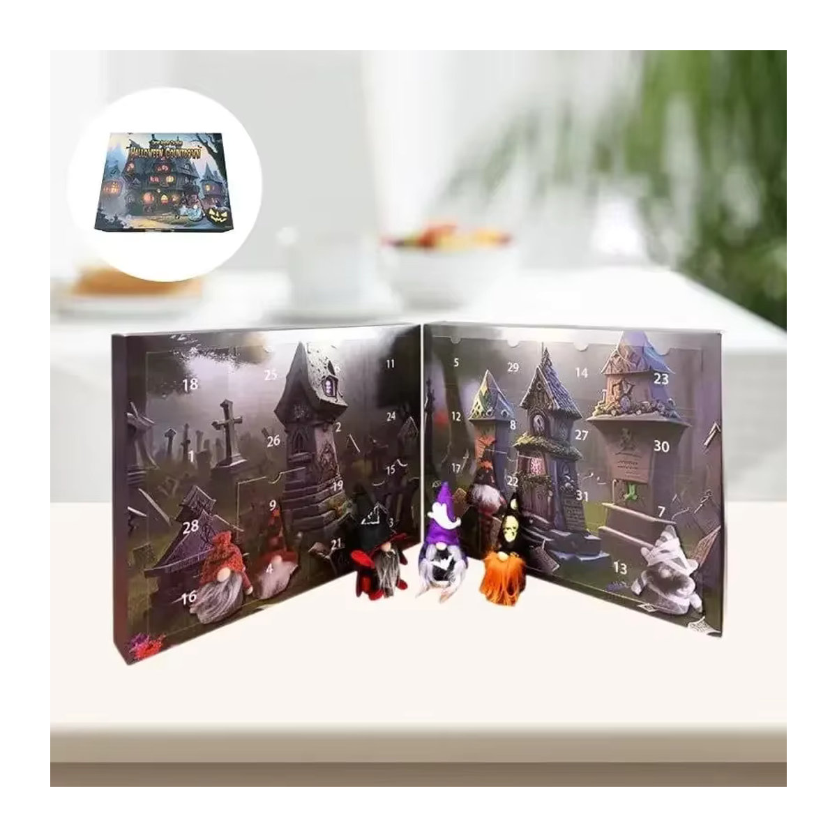 Halloween Adventskalender Blind Box mit Mini Cartoon Halloween Gnomes als Countdown Kalender - Bild 2