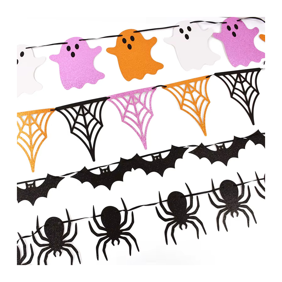 Halloween Banner DIY Party Dekoration mit Spinne, Fledermaus, Geist und Spinnennetz in Multicolor zum Aufhängen - Bild 3