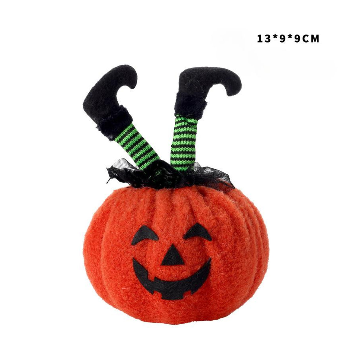 Halloween Dekoration Hexenfüße Figurenornamente aus Seidenstoff in Orange, Lila und Grün - Bild 3