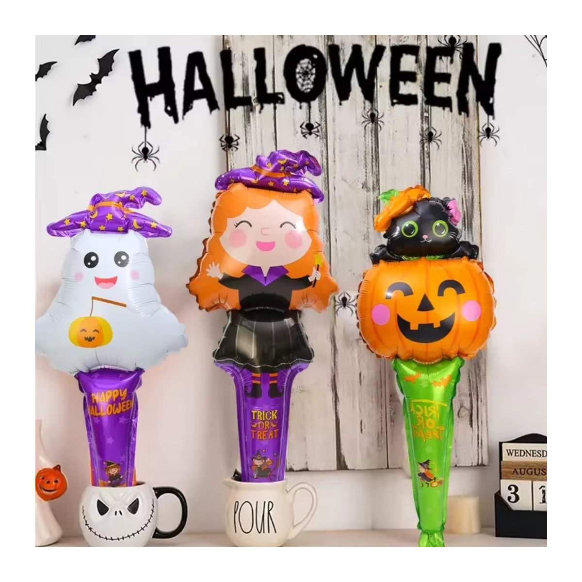 Halloween Folienballons mit Kürbis, Geist und Hexe in Multicolor als Partydekoration für Kinder - Bild 3