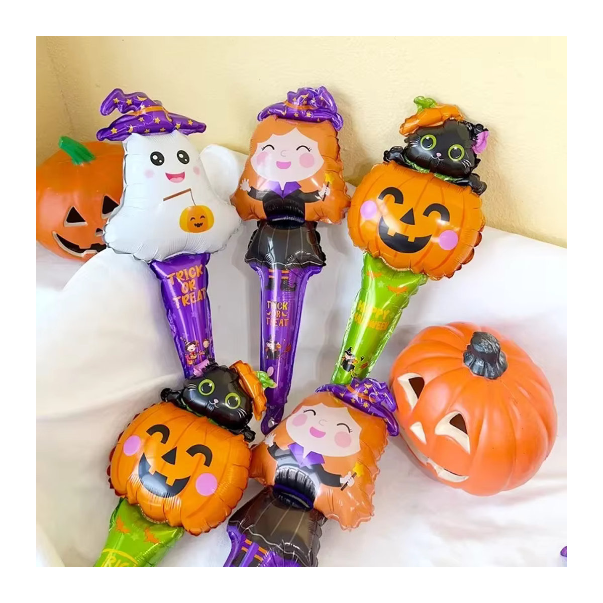 Halloween Folienballons mit Kürbis, Geist und Hexe in Multicolor als Partydekoration für Kinder - Bild 4