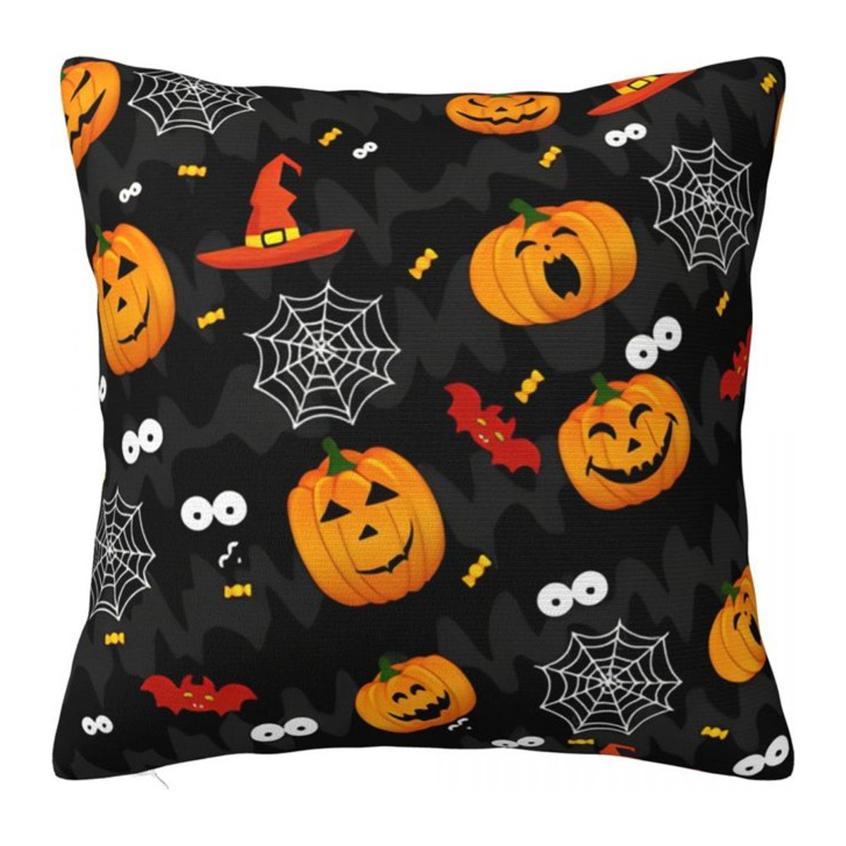 Halloween Kissenbezug für Kinder mit niedlichem Geister-Motiv in Orange, weicher Peach Skin Stoff, B/B: 18 x 18 cm - Bild 1