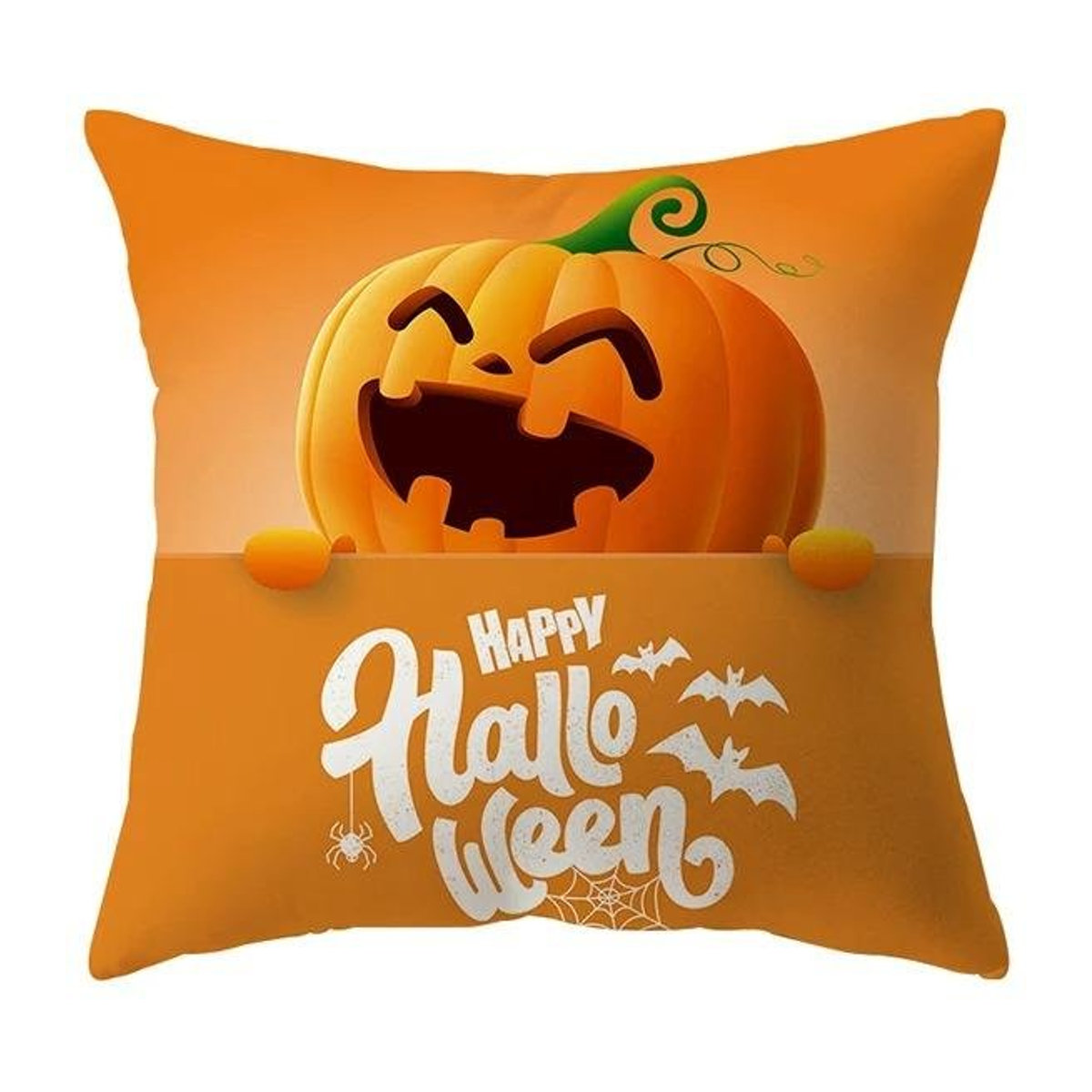 Halloween Kissenbezug mit Kürbis und Laternen Motiv aus Peach Skin für Sofa und Wohnzimmer, B/B/H: 18 x 18 x 18 cm - Bild 1