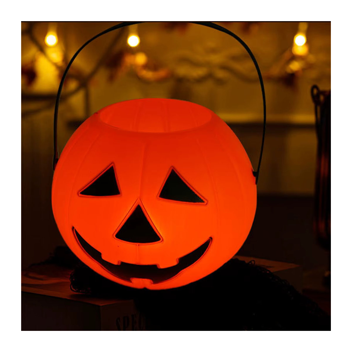 Halloween Süßigkeiten Eimer Kürbis Korb in Orange und Gelb für Kinder als Party Dekoration - Bild 2