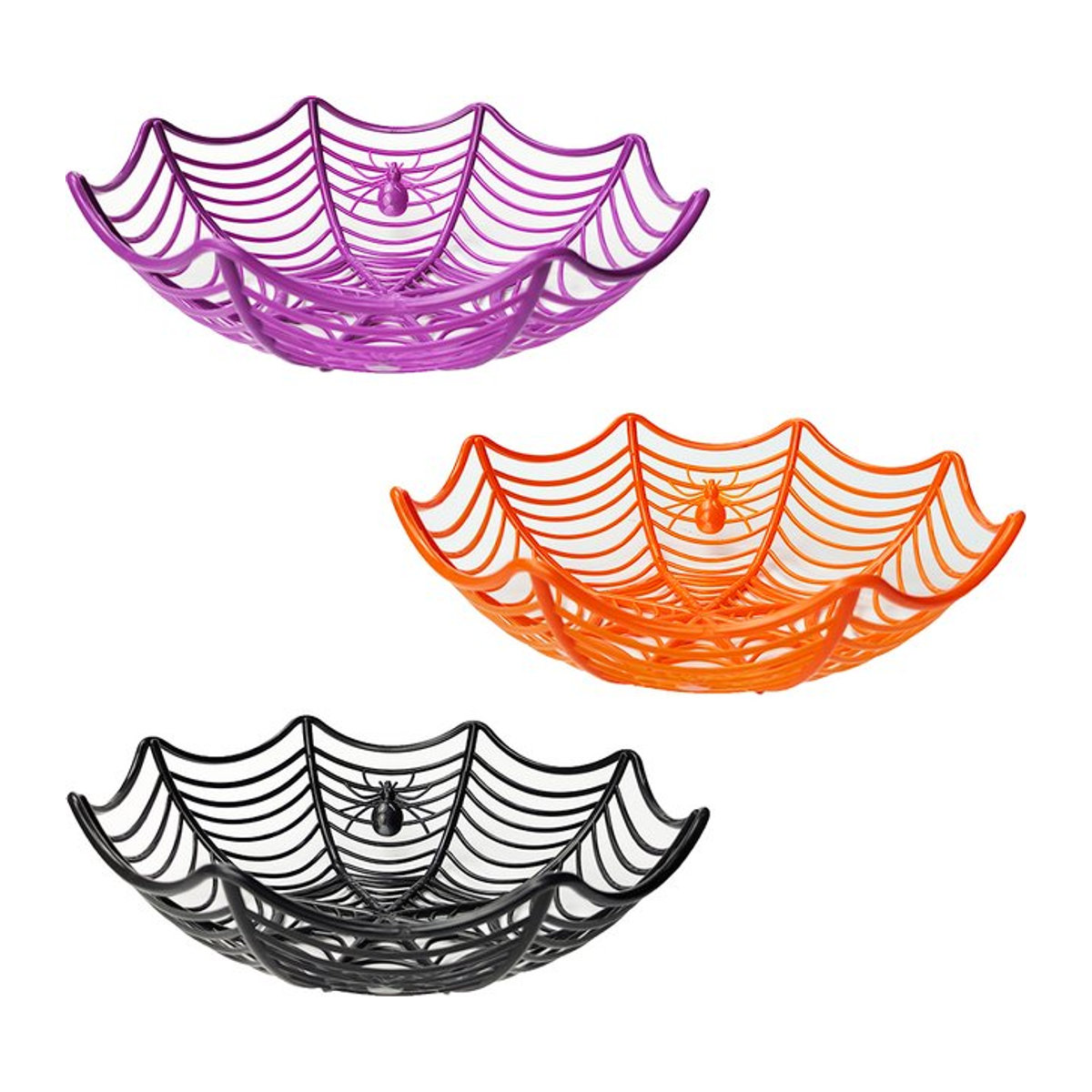 Halloween Süßigkeiten Korb mit Spinnennetz-Design in Schwarz und Orange als Dekoschüssel für Süßes oder Saures - Bild 1