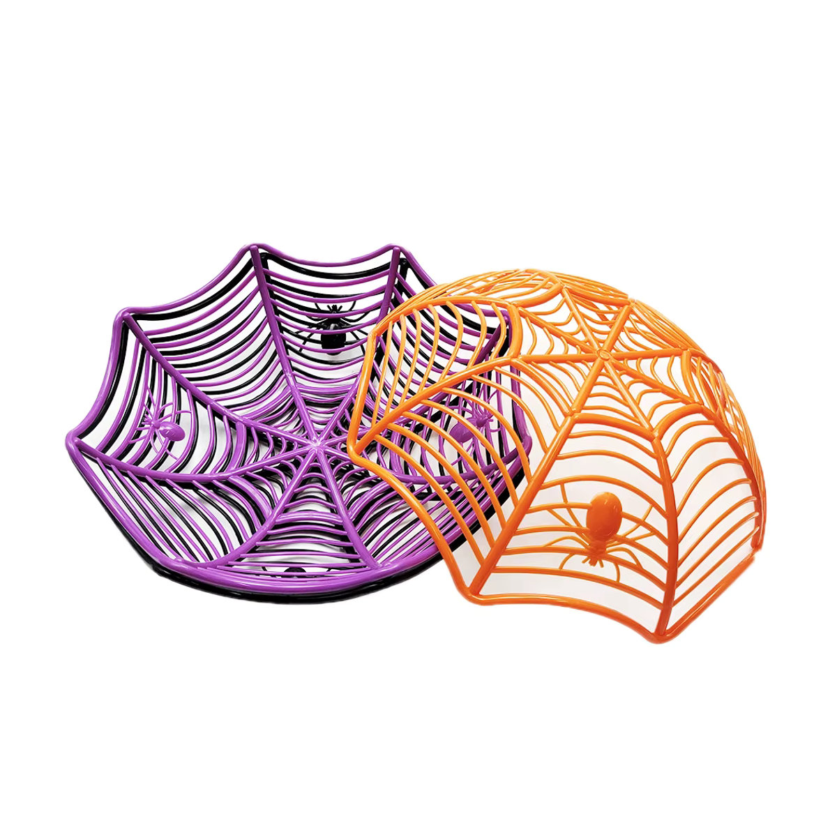 Halloween Süßigkeiten Korb mit Spinnennetz-Design in Schwarz und Orange als Dekoschüssel für Süßes oder Saures - Bild 2
