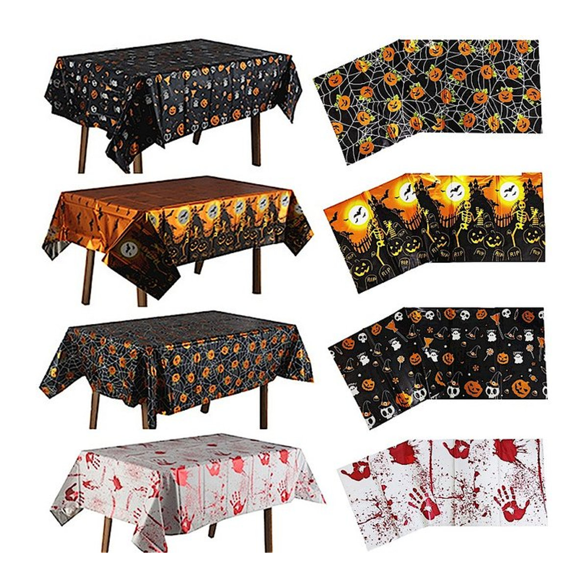 Halloween Tischdecke mit Kürbis, Spinnennetz, Fledermaus und Geist für deine Party Dekoration - Bild 1