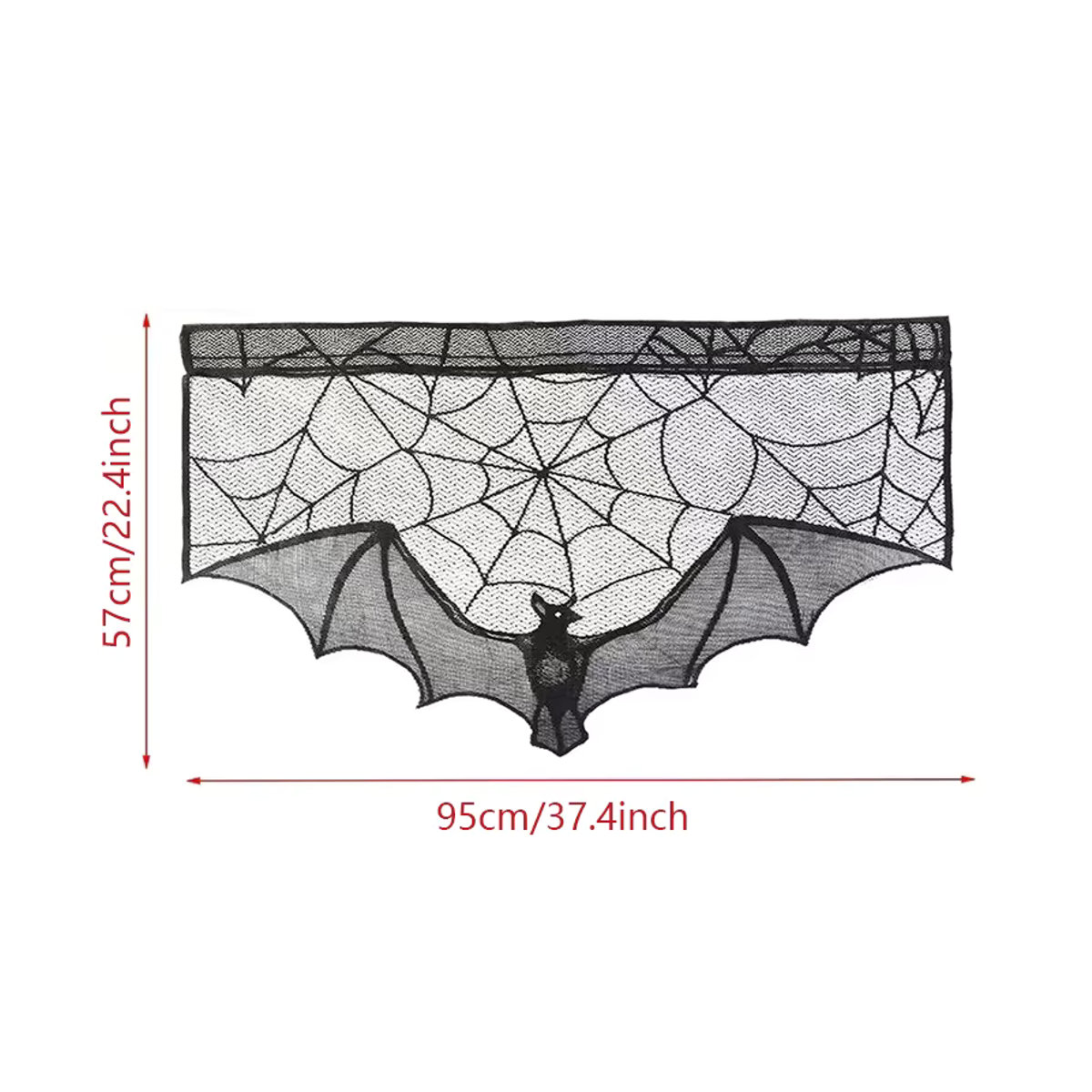 Halloween Tischdecke und Kaminsims-Abdeckung mit Spinnennetz- und Fledermaus-Motiv in Schwarz - Bild 3
