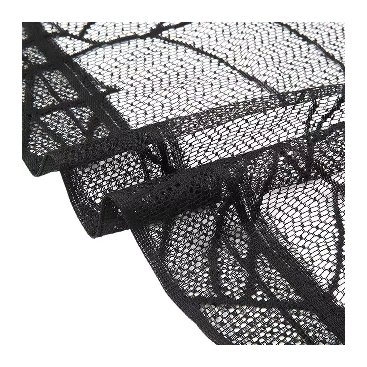 Halloween Tischdecke und Kaminsims-Abdeckung mit Spinnennetz- und Fledermaus-Motiv in Schwarz - Bild 5