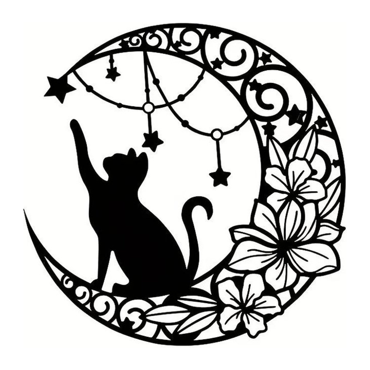 HALLOYOUNG Wanddekoration Schwarze Katze aus Metall in Schwarz - Bild 1