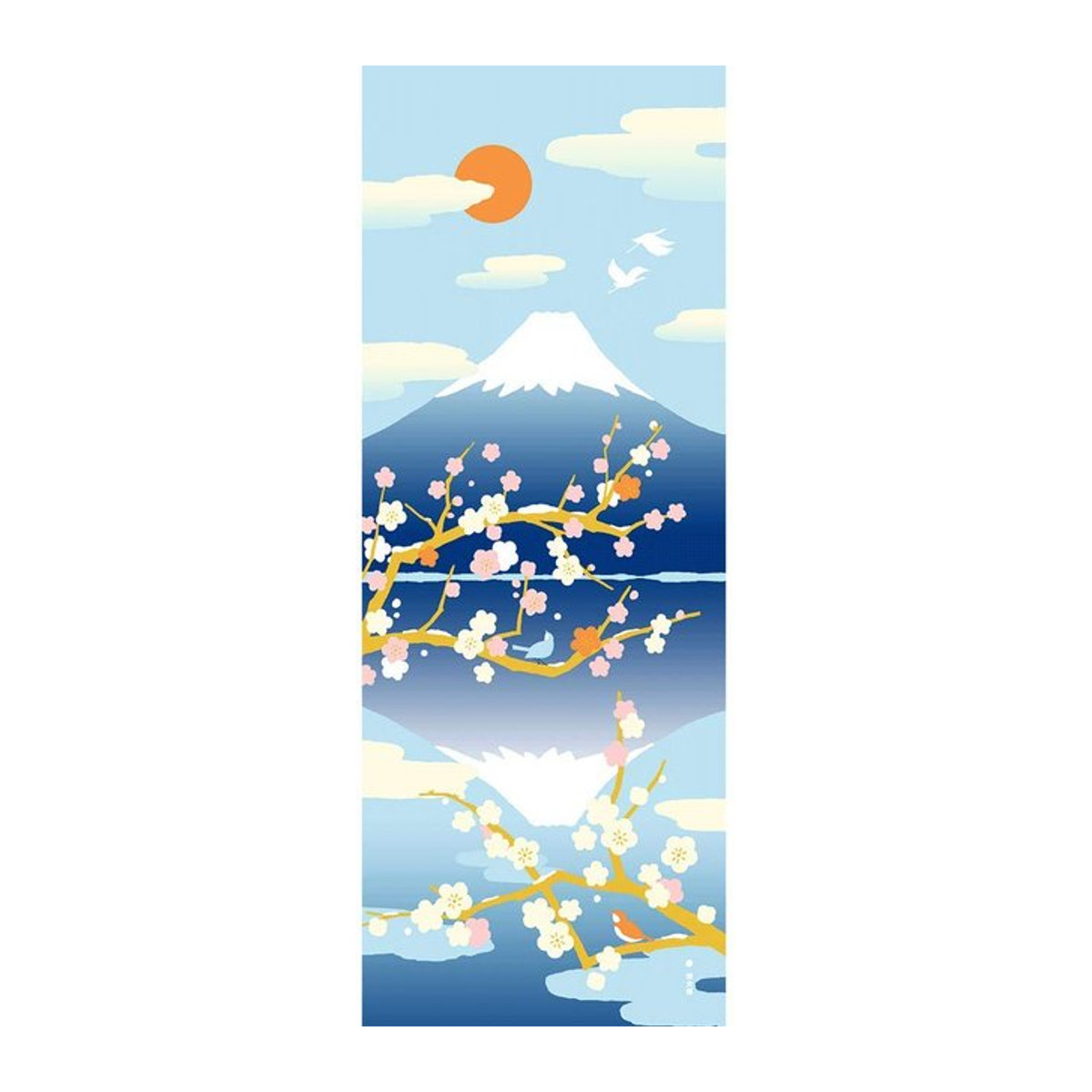 Hamamonyo Tenugui Handtuch Fuji Blau aus Baumwolle zur Dekoration - Bild 1