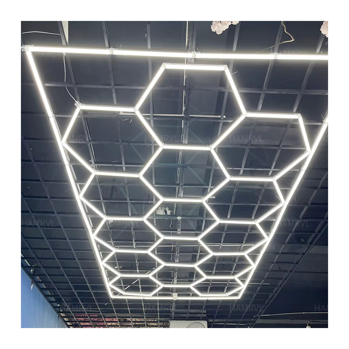 HAMRVL LED Honeycomb Deckenlampe in Weiß für Garage, Werkstatt und Barbershop - Bild 2