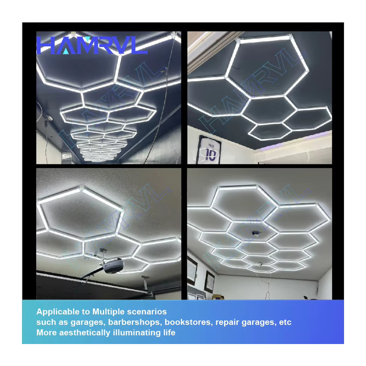 HAMRVL LED Honeycomb Deckenlampe in Weiß für Garage, Werkstatt und Barbershop - Bild 5