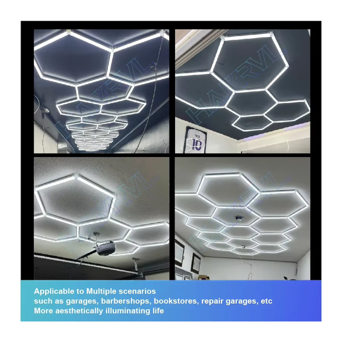 HAMRVL Moderne Sechseckige LED-Deckenlampe in Weiß für Garage, Werkstatt und Showroom - Bild 4