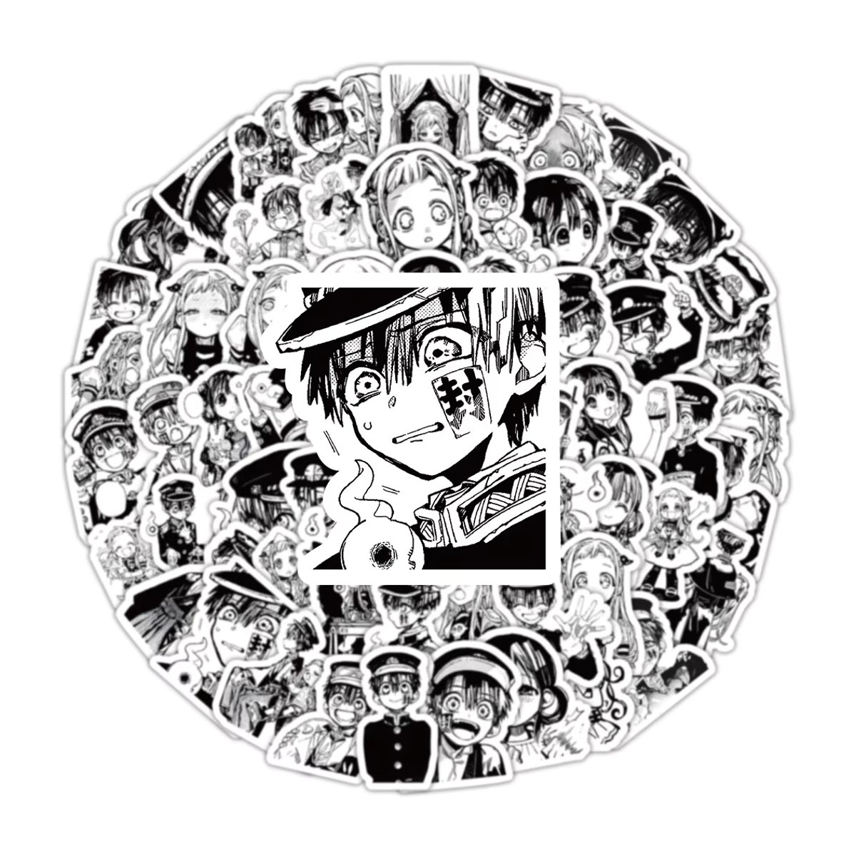 Hanako Kun Anime Aufkleber Set von 魅隆 in Schwarz Weiß und Mehrfarbig für Laptop, Telefon und Gepäck - Bild 3
