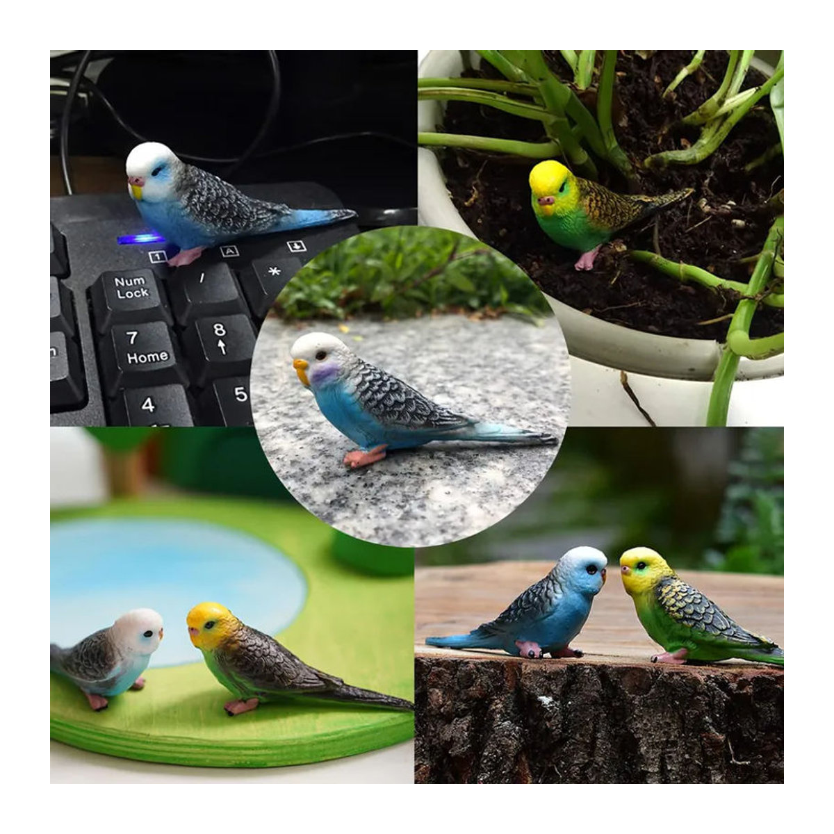 Handbemalte Mini-Papagei und Phönix Statue aus Kunstharz in Mehrfarbig als dekorative Tierfigur für Garten und Tisch - Bild 4