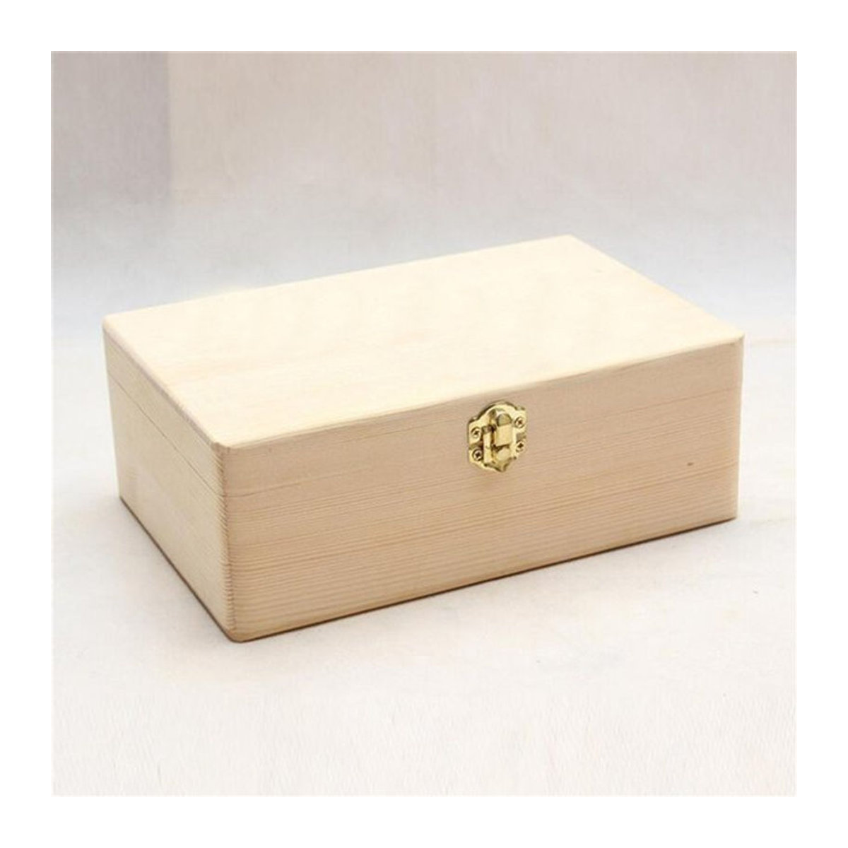 Handgefertigte Aufbewahrungsbox von hedahlia aus Naturholz in Braun und Beige mit Deckel und goldenem Schloss als Schmuckschatulle und Postkarten-Organizer - Bild 1