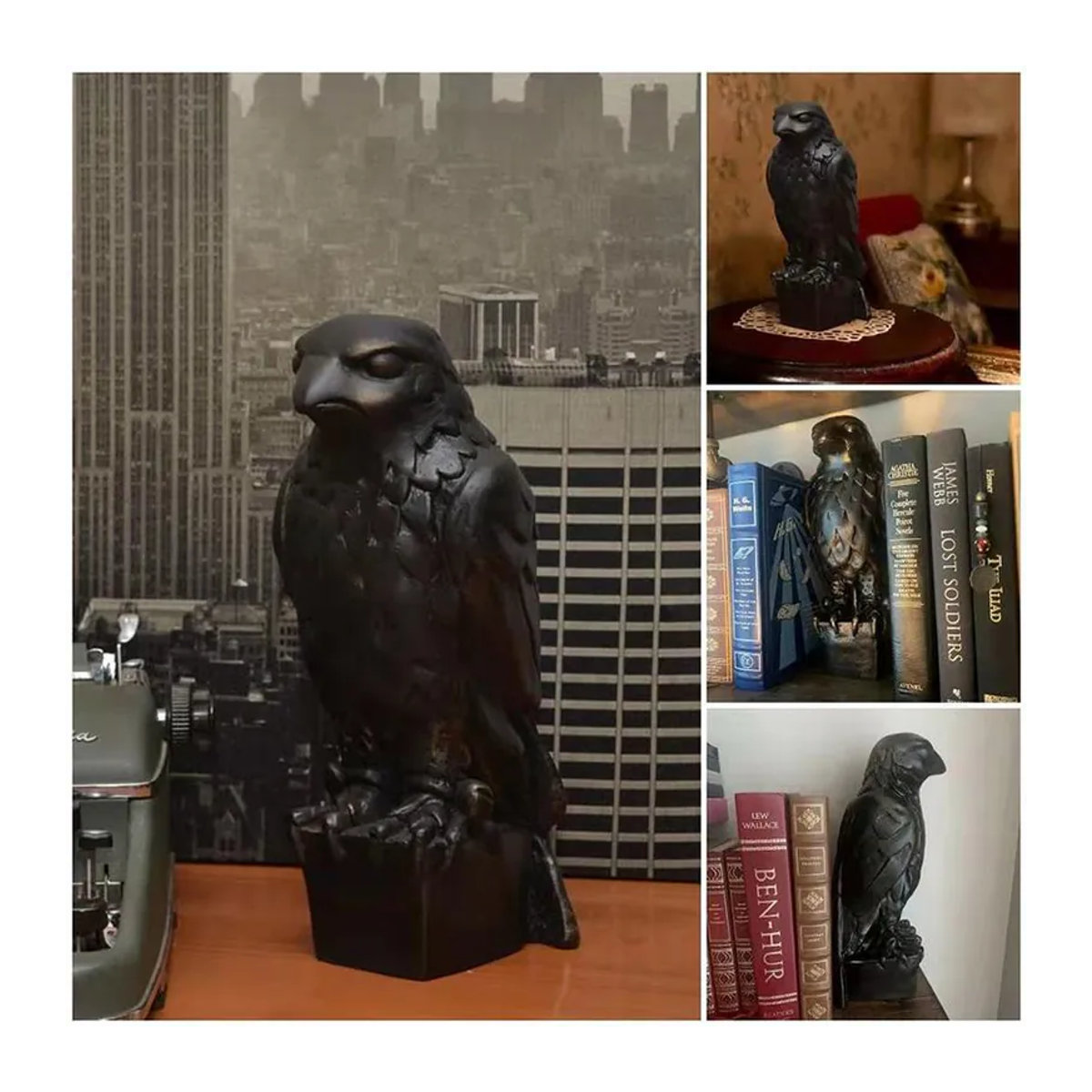 Handgefertigte Falke Statue von Own Supper in Schwarz aus Kunstharz als dekorative Skulptur - Bild 3