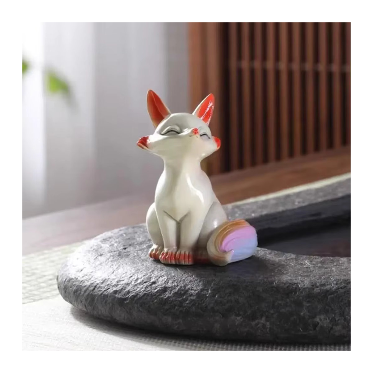 Handgefertigte Fuchsfigur aus Kunstharz als farbwechselndes Teehaustier für Feng Shui und Kungfu Teezeremonien - Bild 3