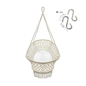 Handgefertigte hängende Wiege im Bohemian Stil für Neugeborene, tragbarer Schaukelschläfer für das Kinderzimmer, Weiß/Beige, B: 59 cm, T: 59 cm, H: 35,56 cm