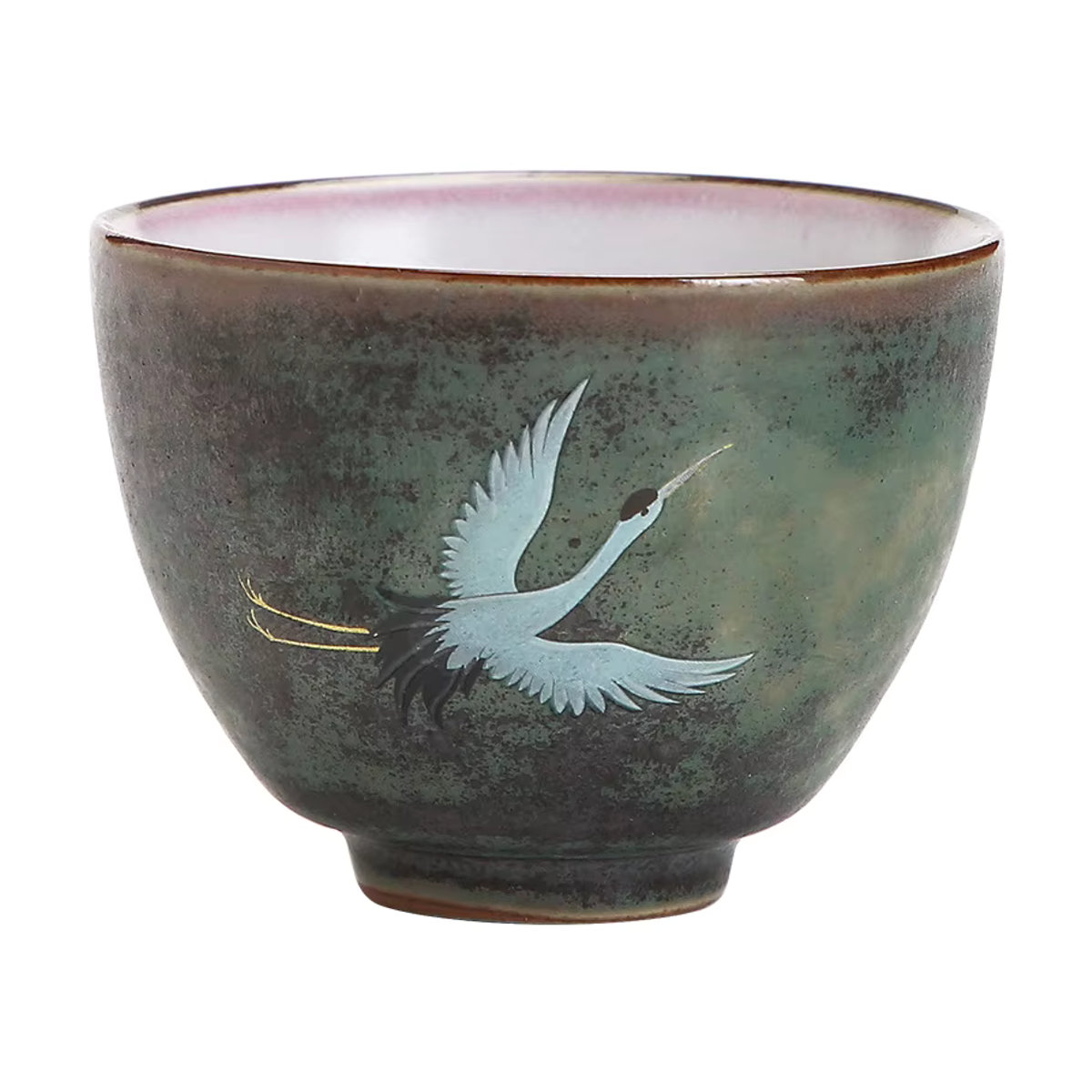 Handgefertigte Retro-Teetasse aus Keramik im Ruihe Chengxiang Crane Design, mehrfarbig und rund - Bild 4