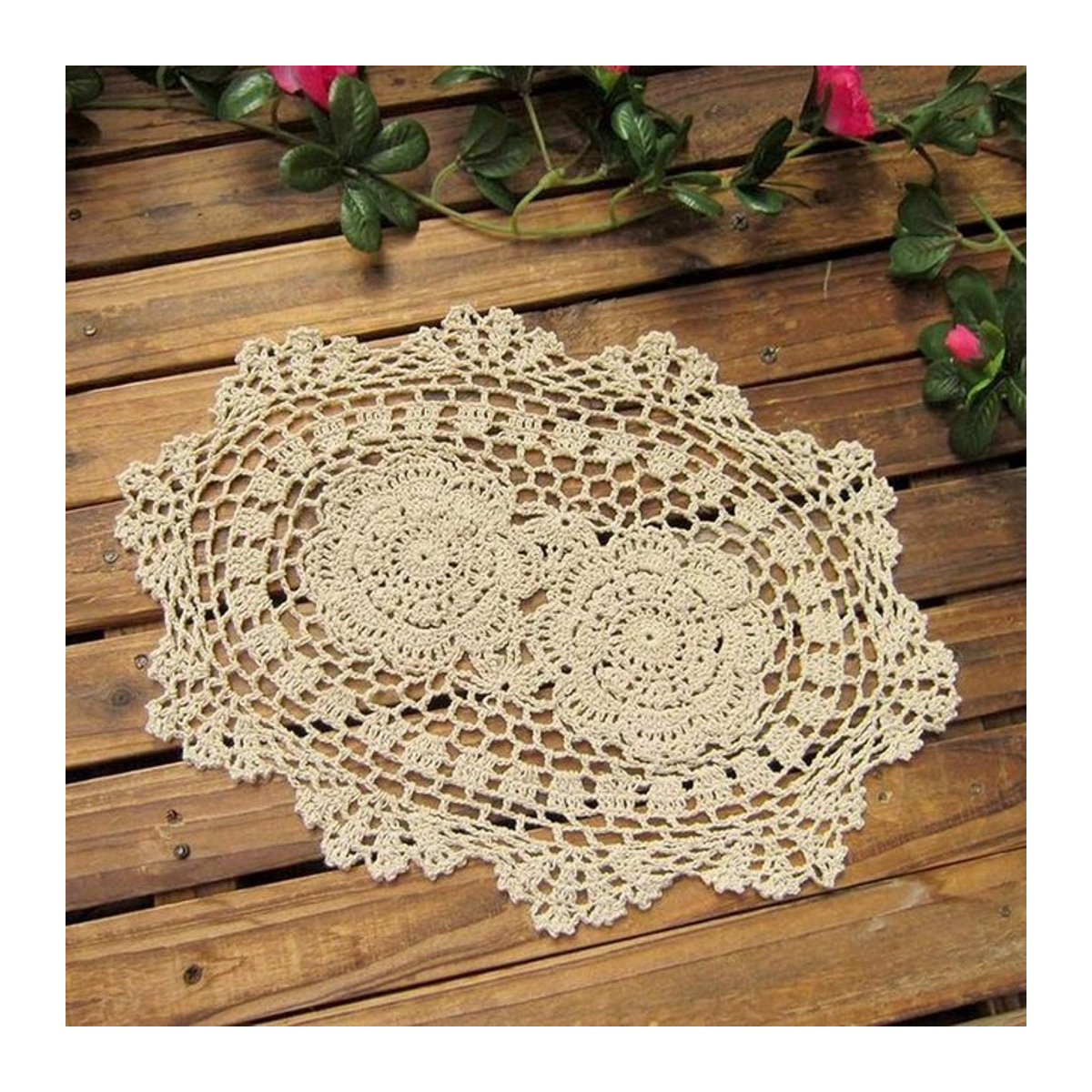 Handgefertigte Vintage Platzdeckchen von Kitchen Goods im Shabby Chic Design, oval - Bild 1