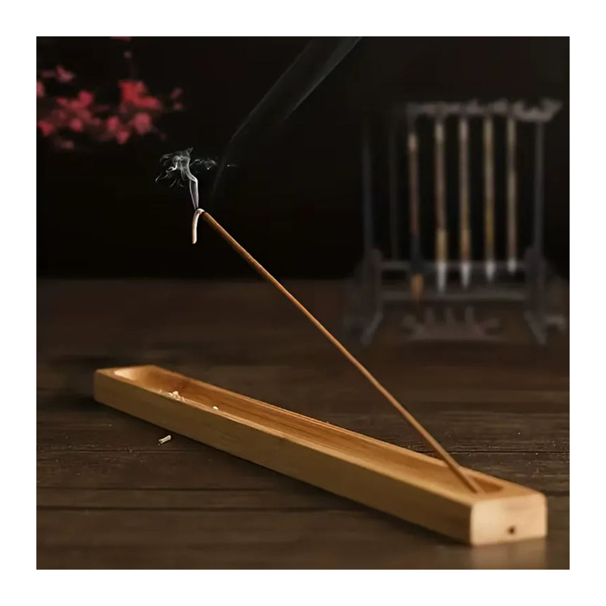 Handgefertigter Bambus-Räucherstäbchenhalter von Ciqcai in Beige für Meditation und Entspannung - Bild 3