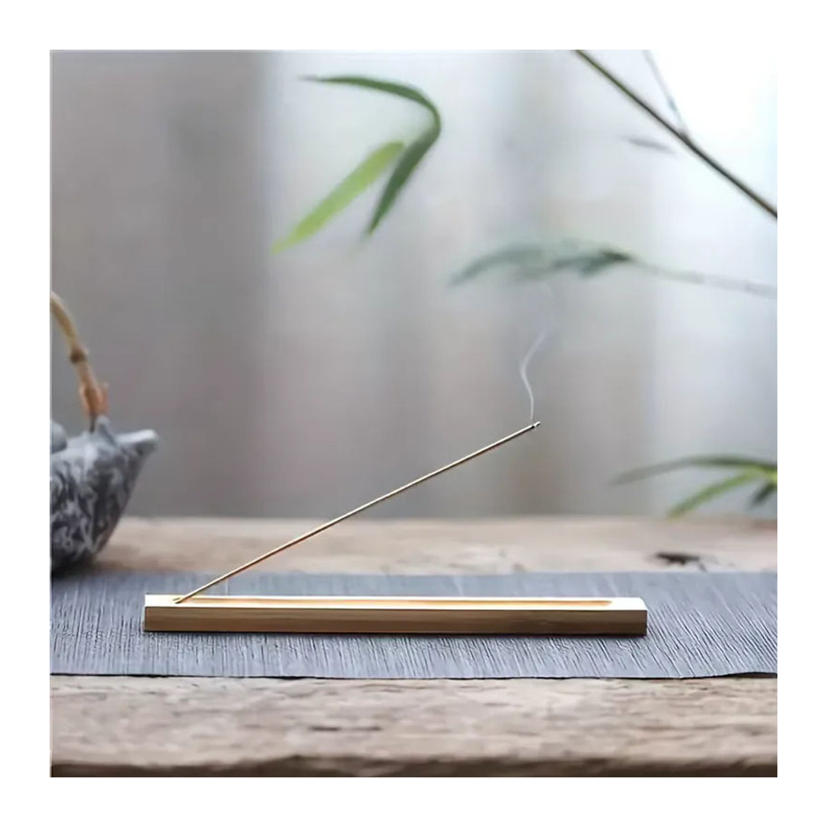 Handgefertigter Bambus-Räucherstäbchenhalter von Ciqcai in Beige für Meditation und Entspannung - Bild 4