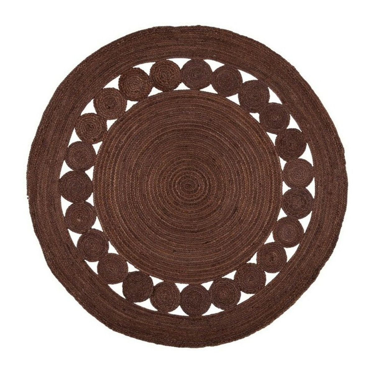 Handgefertigter runder Jute Teppich von King of the Jute in Braun, Durchmesser: 60 cm - Bild 1