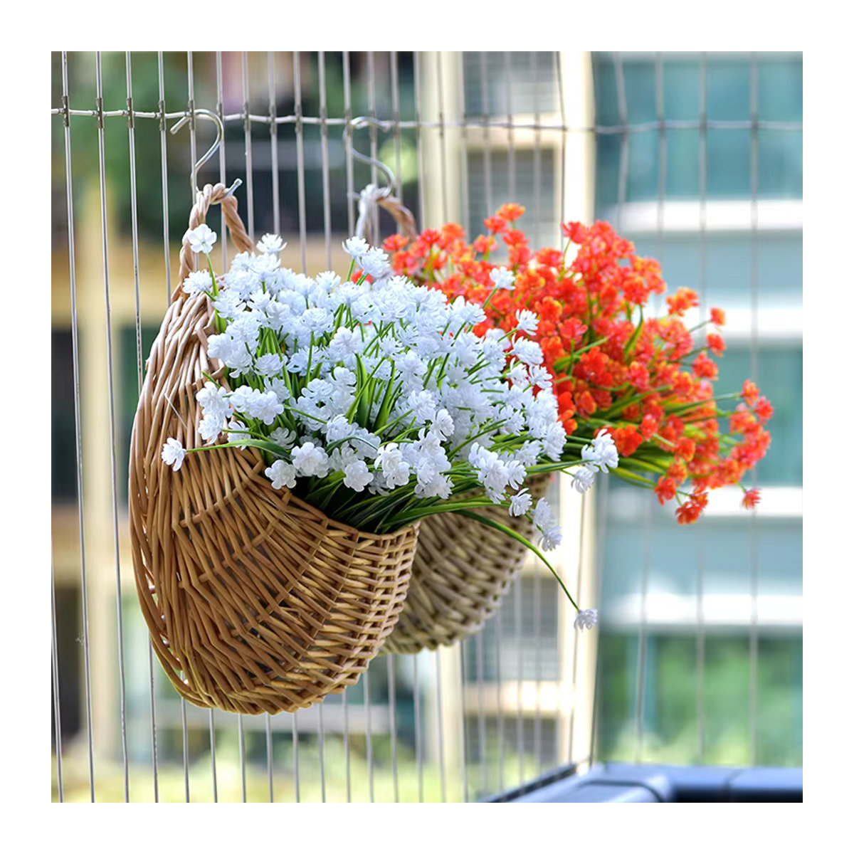 Handgefertigter Wandbehang aus Rattan von TPXCKz, runder Weidenkorb als hängender Pflanztopf im Bohemian-Stil, mehrfarbig - Bild 3