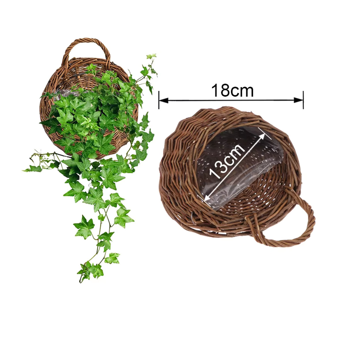 Handgefertigter Wandbehang aus Rattan von TPXCKz, runder Weidenkorb als hängender Pflanztopf im Bohemian-Stil, mehrfarbig - Bild 5