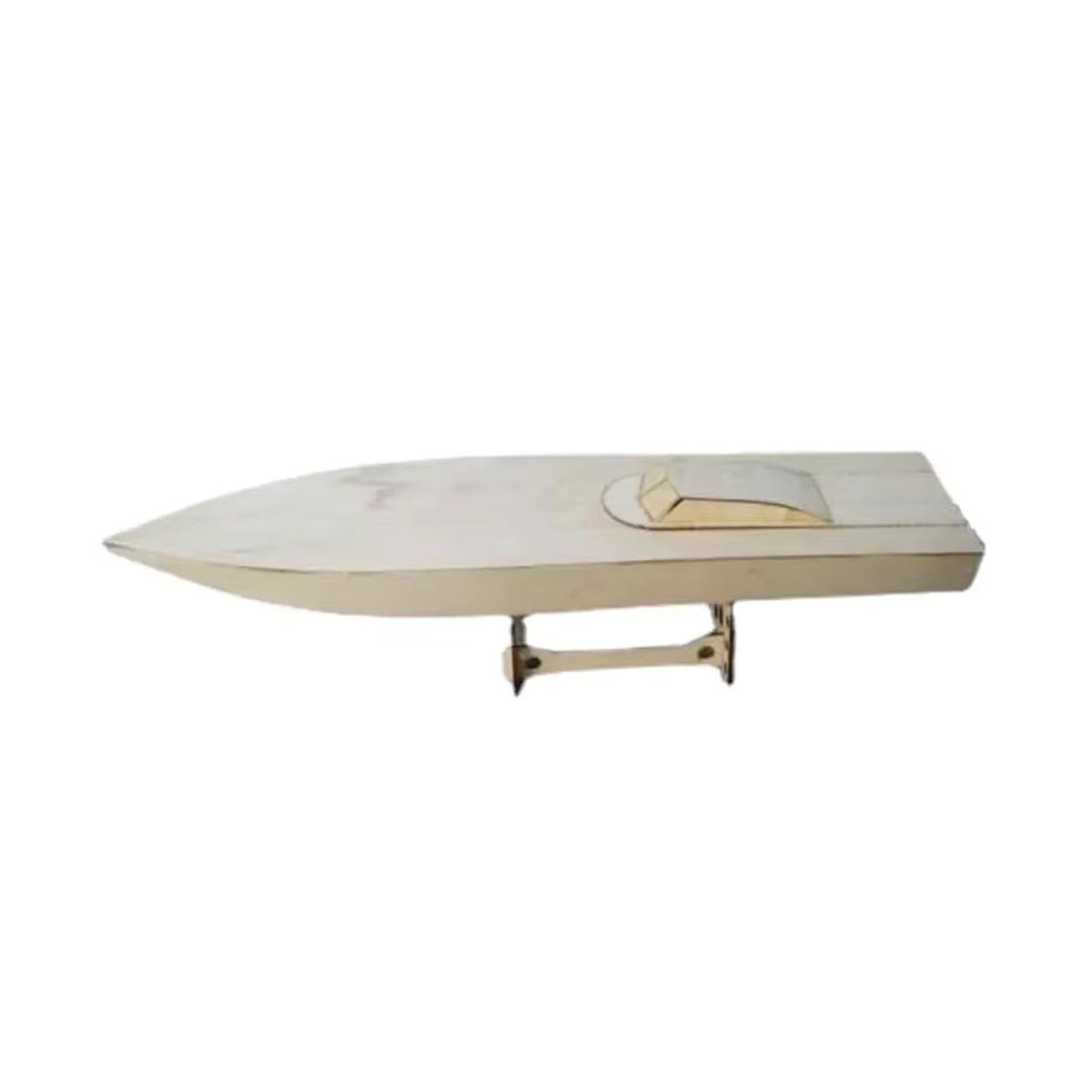 Handgefertigtes DIY Holzschiff Modell aus Linde als ovales Schnellboot in Beige - Bild 2