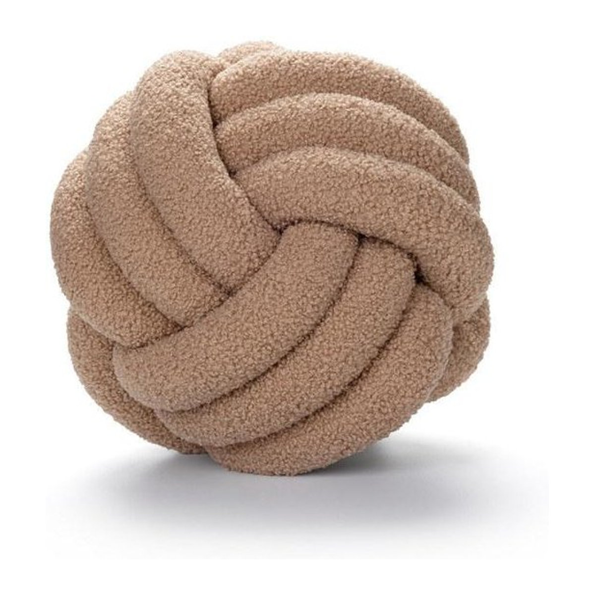 Handgefertigtes geknotetes Kissen in Kugelform aus weichem Plüsch in Khaki, Durchmesser: 22 cm - Bild 1