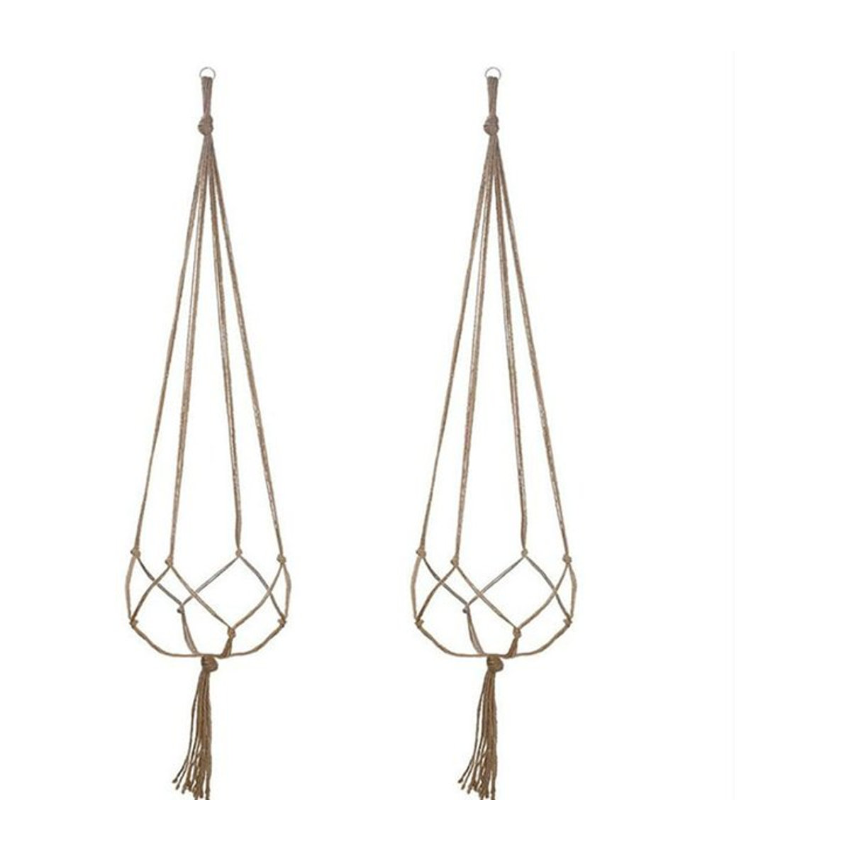 Handgemachter Makramee Blumenampel aus weißer Baumwolle im Boho-Stil für deine Pflanzen - Bild 1