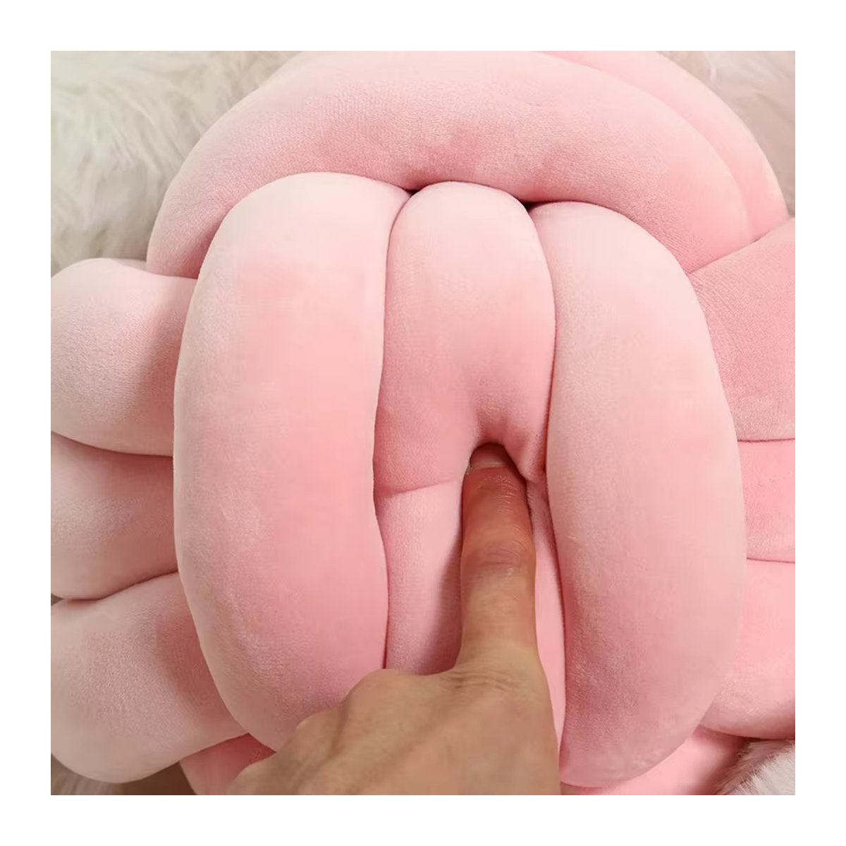 Handgemachtes dekoratives Knoten-Kissen in runder Ballform von inyahome in Creme, Weiß und Mehrfarbig - Bild 2